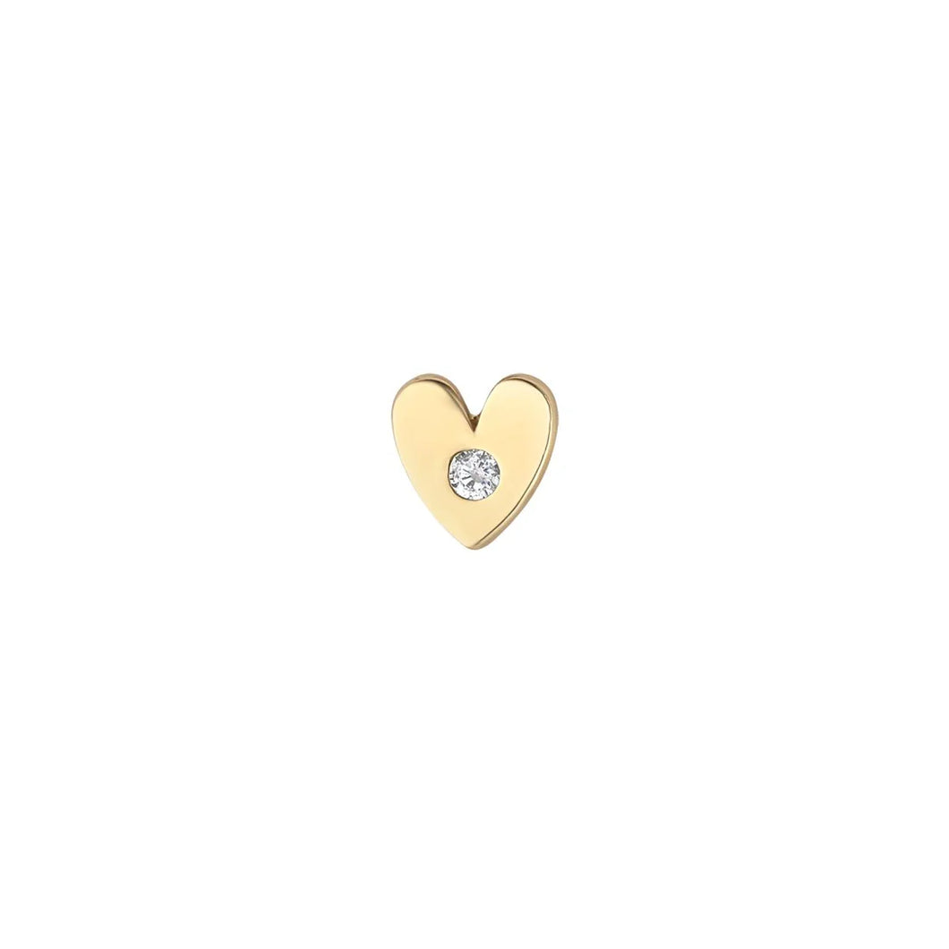 9ct Yellow Gold CZ Heart Piercing