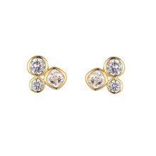 Load image into Gallery viewer, 9ct Gold 3 Rubover Cz Earrings
