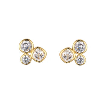 9ct Gold 3 Rubover Cz Earrings