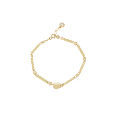 Gold Bar and Circle Link Bracelet