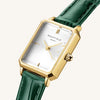 Rosefield The Octagon XS Gold & Green Leather Watch | OWGLG-O86
