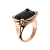 Queen Ring in Golden Rosé with Black Onyx