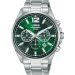 LORUS QUARTZ CHRONOGRAPH GENTS STAINLESS STEEL GREEN DIAL BRACLET WATCH