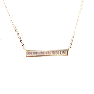 Horizontal Baguette Set Bar Necklace