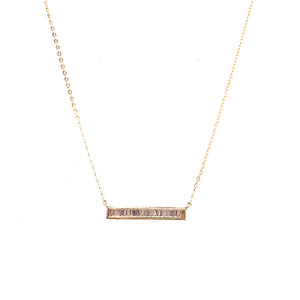 Horizontal Baguette Set Bar Necklace