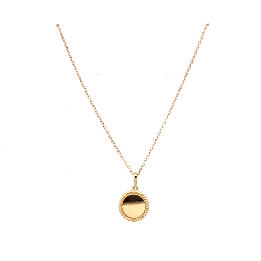 9ct Gold Twisted Edge Petite Disc Pendant