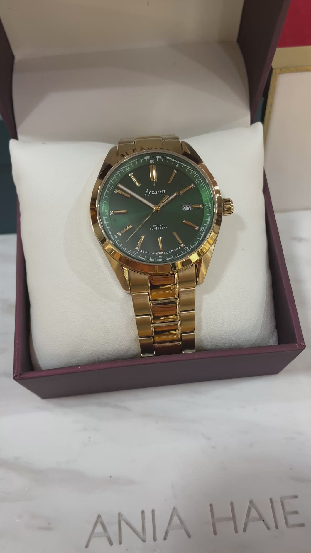 Gents Green Dial Solar Accurist Watch