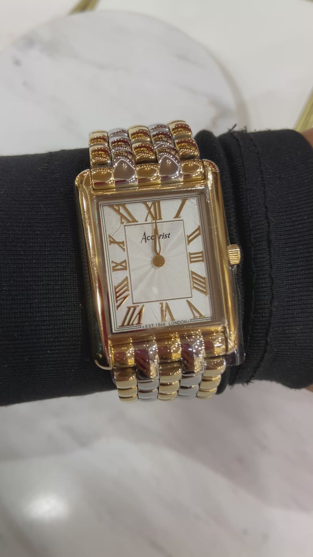 Two Tone Rectangular Accurist Watch