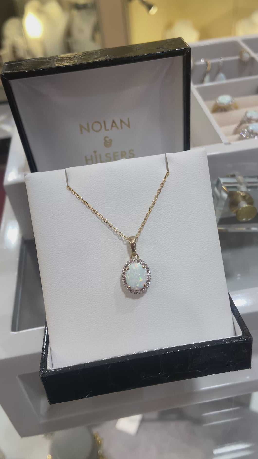 9ct yellow gold oval cz opal pendant