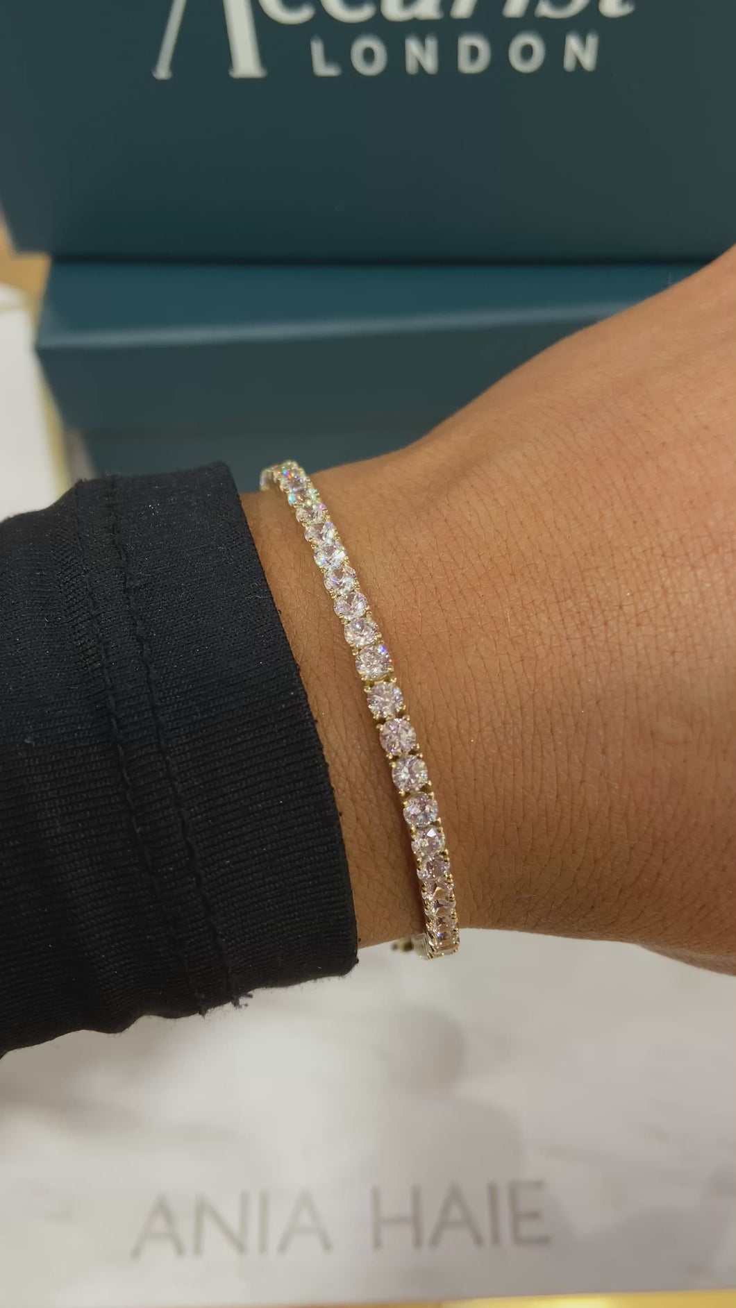 9ct yellow gold cz tennis bracelet