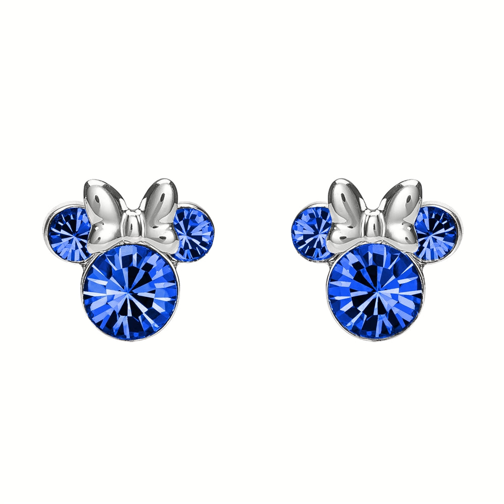 Disney Silver Minnie Mouse Birthstone Earrings September