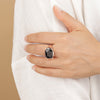 Queen Ring in Golden Rosé with Black Onyx