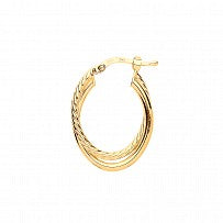 Gold Plated Oval Twist  Hoop Earrings