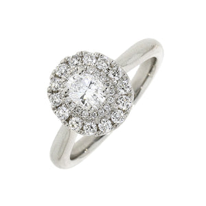 Ladies Platinum Oval 2 Row Halo Diamond Engagement Ring