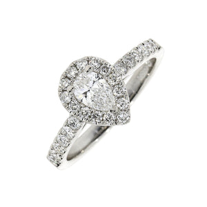 Ladies 18ct White Gold Diamond Pear Shaped Engagement Ring