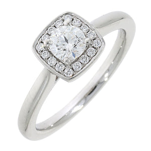Ladies Platinum Square Halo Diamond Engagement Ring