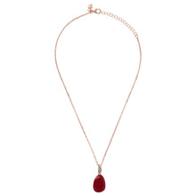 Load image into Gallery viewer, Collier Necklace with Red Drop Stone and Pave Pendant
