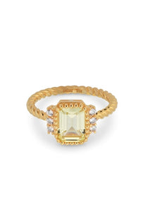 Gold plated ring with clear and coloured stones