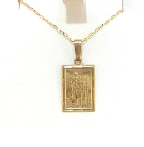 9ct gold rectangular St Christopher medal