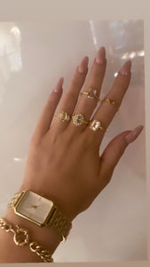Gold plated clear stone ring