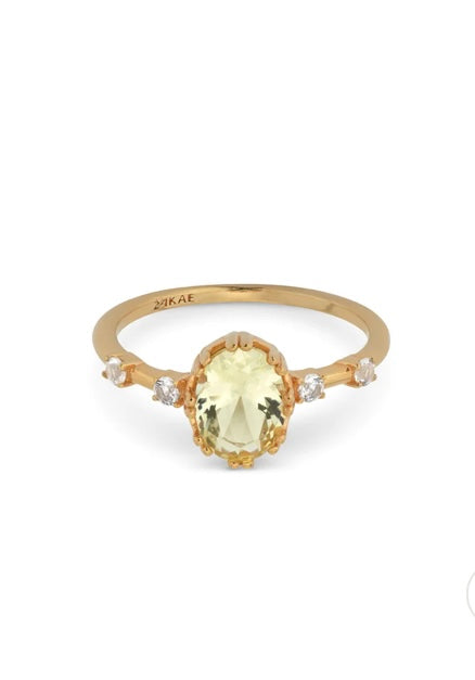 Gold plated colour stone ring