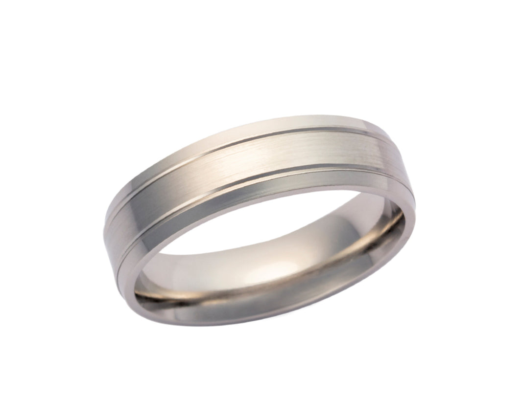 Gents 9ct white gold wedding band