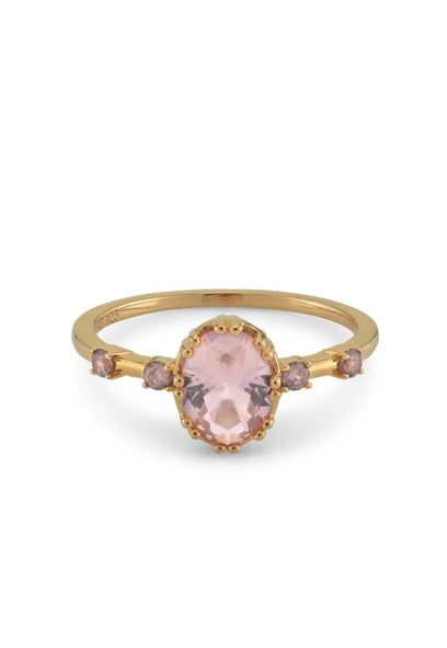 Gold plated pink stone ring