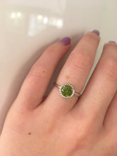 Load image into Gallery viewer, Silver CZ &amp; Peridot Fancy Soiltaire Ring
