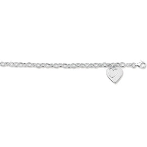 Sterling silver heart disc bracelet SBR012B
